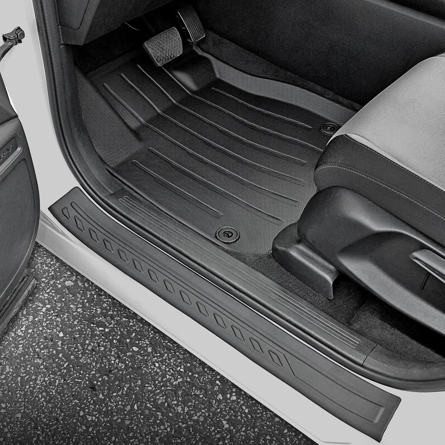 Floor Mats Cargo Mat Set for Honda CRV 2026 2025 2024 2023 Car Mat Accessories(Include Hybrid), All Weather TPE Cargo Liner Door Sill Protectors for CR-V Gas Hybrid(Full Set Mats)