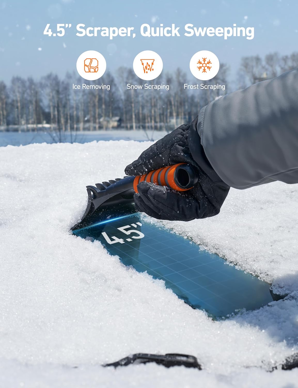 AstroAI Ice Scraper for Car Windshield, Snow Scraper with Ergonomic Grip
