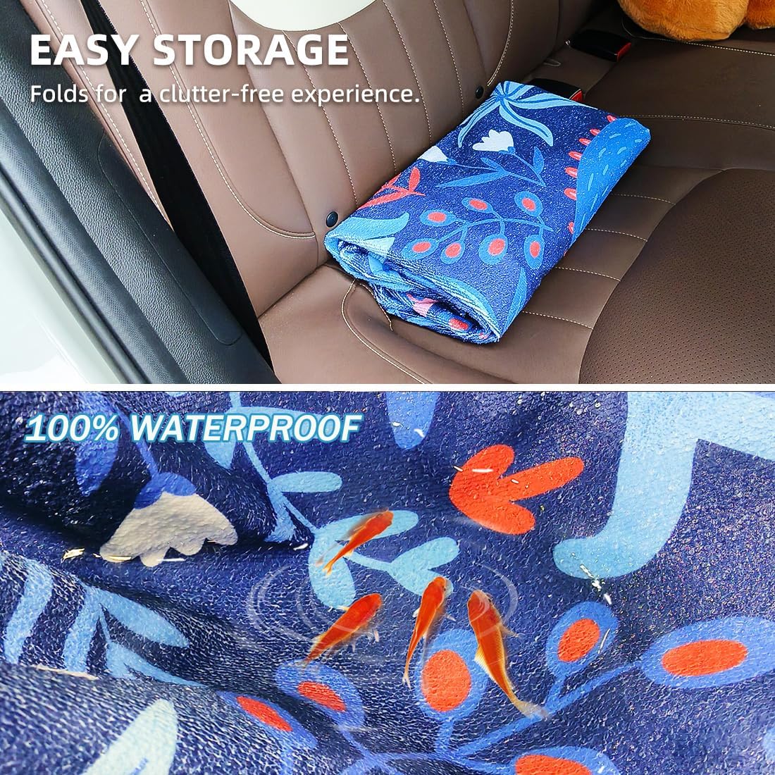 Waterproof Sweating Car Seat Cover for Post Gym Workout, Running, Swimming, Beach and Hiking, Universal Fit Non-Slip Bucket Seat Protector for Cars SUV Trucks, Machine Washable (Dinosaur)