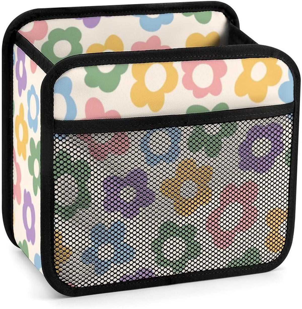 Car Backseat Organizer - Cute Aesthetic Car Storage Bin with Mesh Pocket & Reinforced Base - Universal Fit Hanging Seat Back Accessories for Women (Pastel)