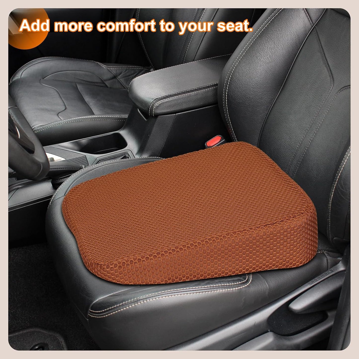 HARFINGTON Seat Cushion 4.72" Thick Comfort Memory Foam Office Chair Cushion with Non Slip Bottom for Car Seat Driver, Orange