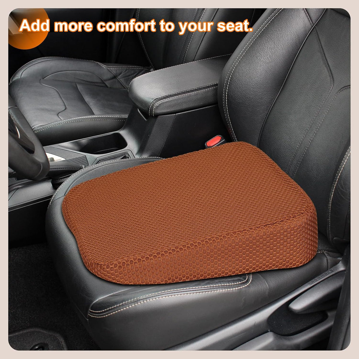HARFINGTON Seat Cushion 3.94" Thick Comfort Memory Foam Office Chair Cushion with Non Slip Bottom for Car Seat Driver, Black