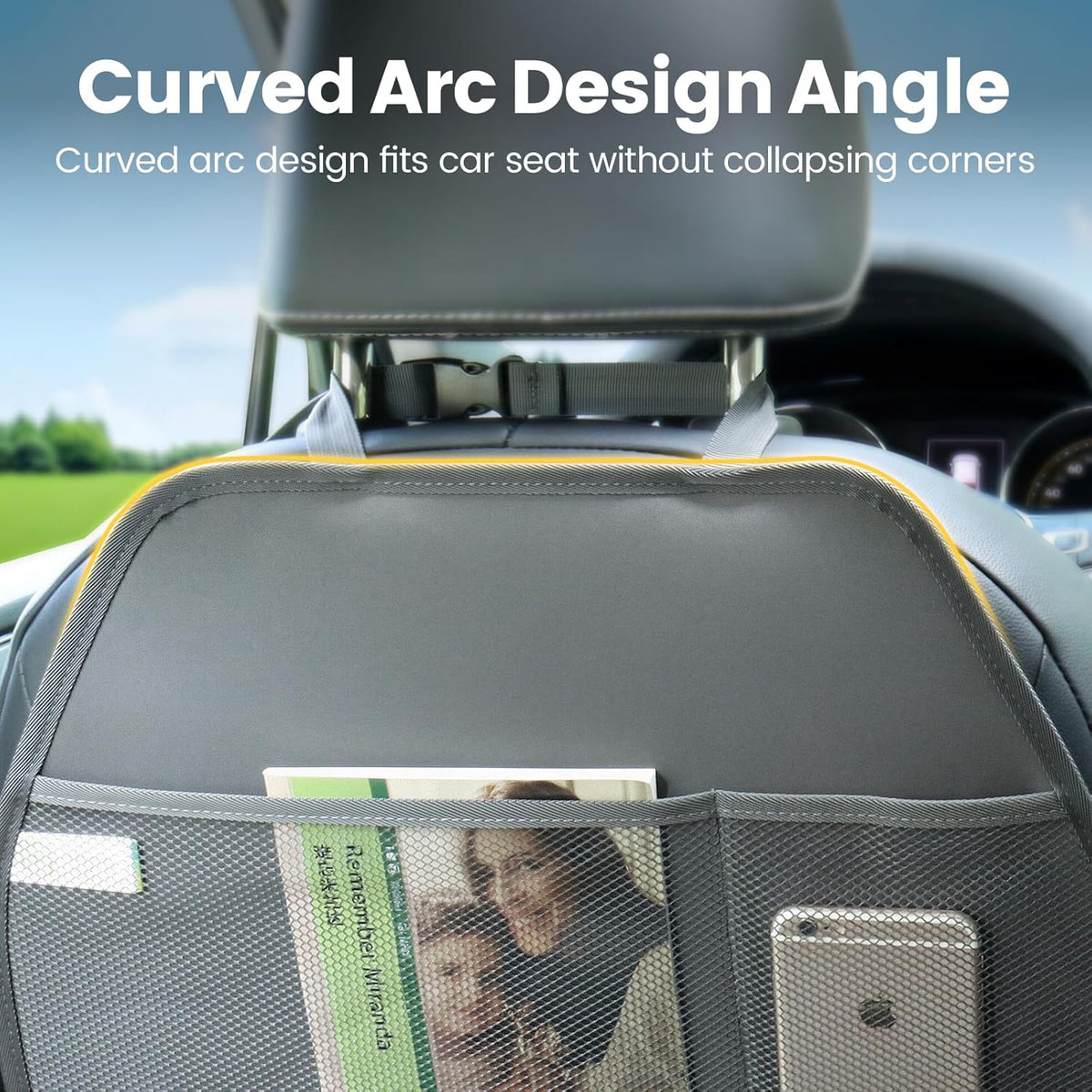 Viaviat Car Seat Protector Large Kick Mat 2 Pack Durable Water Resistant Auto Seat Back Covers with 2 Mesh Pockets Protection Against Dust Mud Scratches (Dark Gray, 2-Pack)