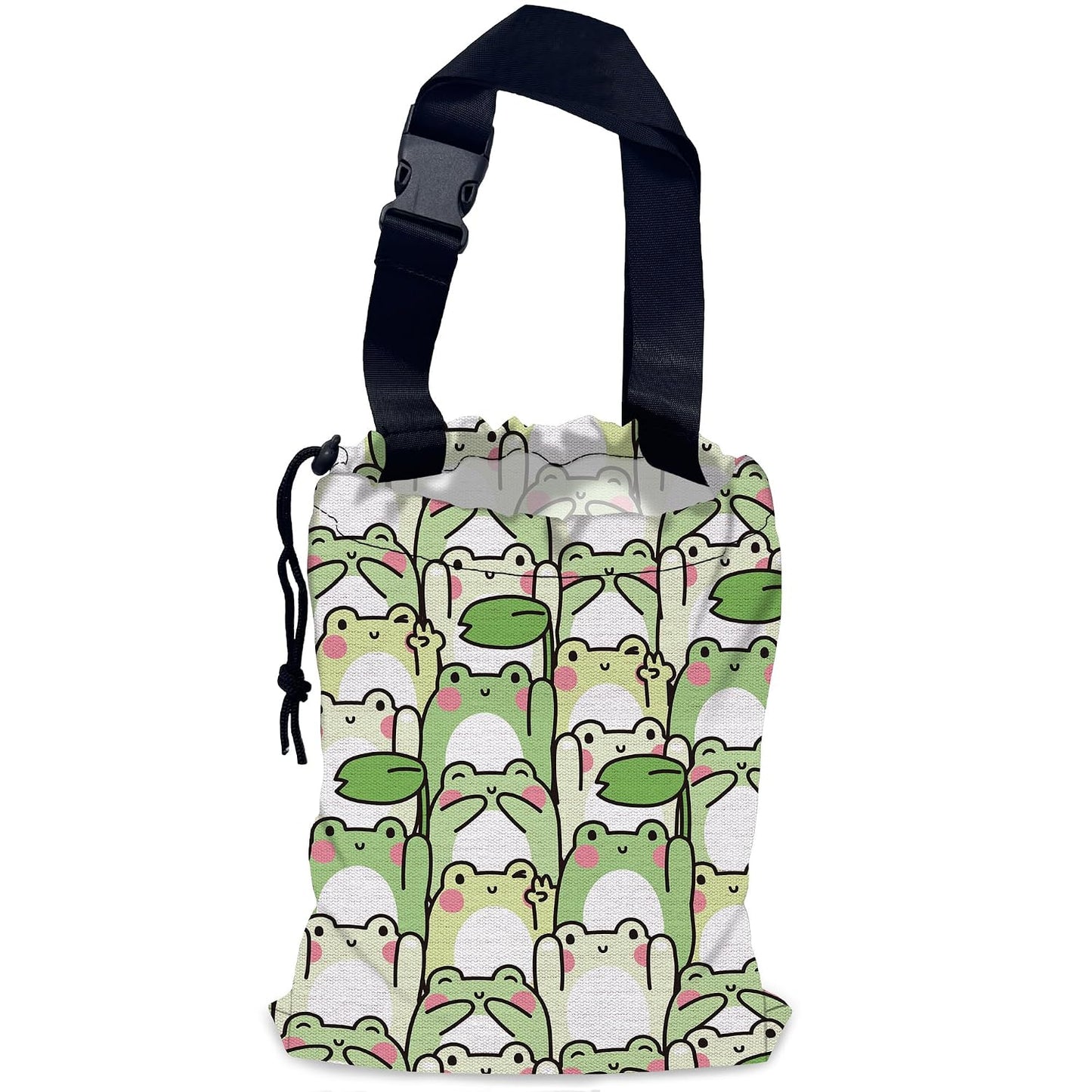 Cute Frog Car Garbage Bag,Waterproof Small Car Trash Bag Hanging Back of Seat,Drawstring Hanging Car Trash Bag with Adjustable Buckle for Car Accessories