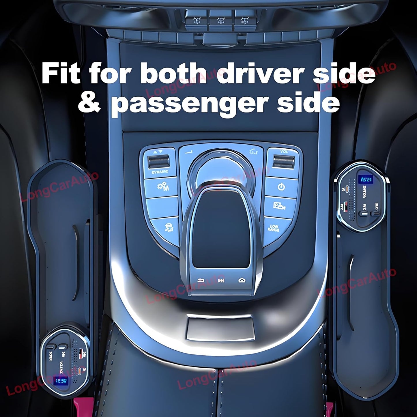 Car Seat Gap Filler Organizer with Wireless Charger & Cigarette Lighter | 2 Charging Cables, Retractable Charging Cords iOS Type-C USB Port Fast Charge Storage Box Cup Holder ( 5 in 1 )