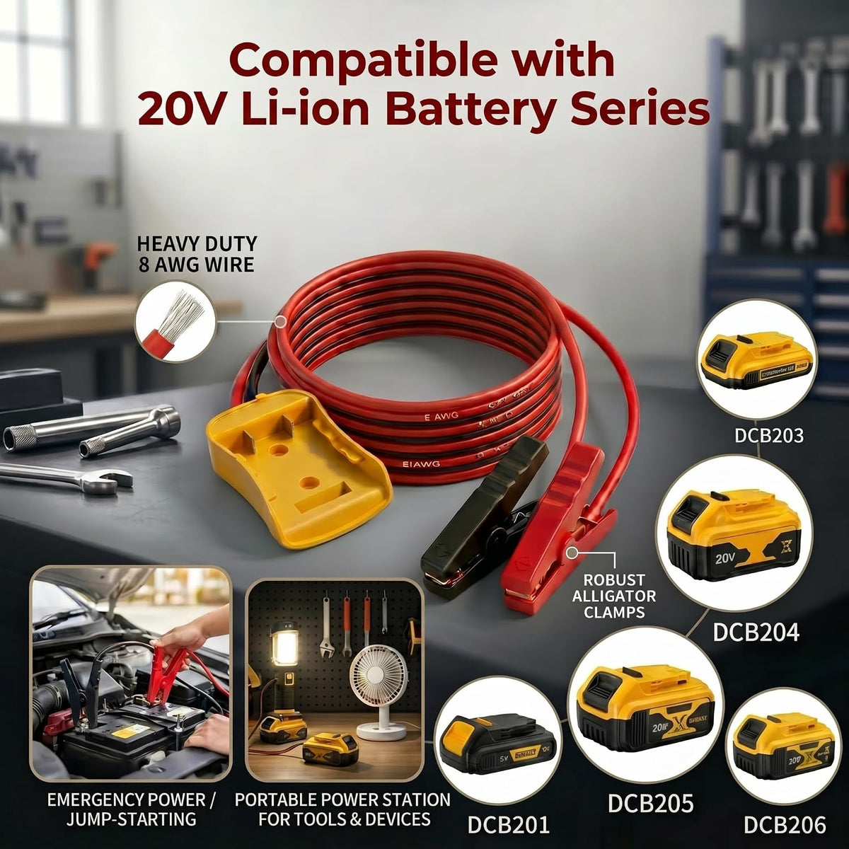 Silicone Wire 8AWG 2FT Automotive Booster Cables