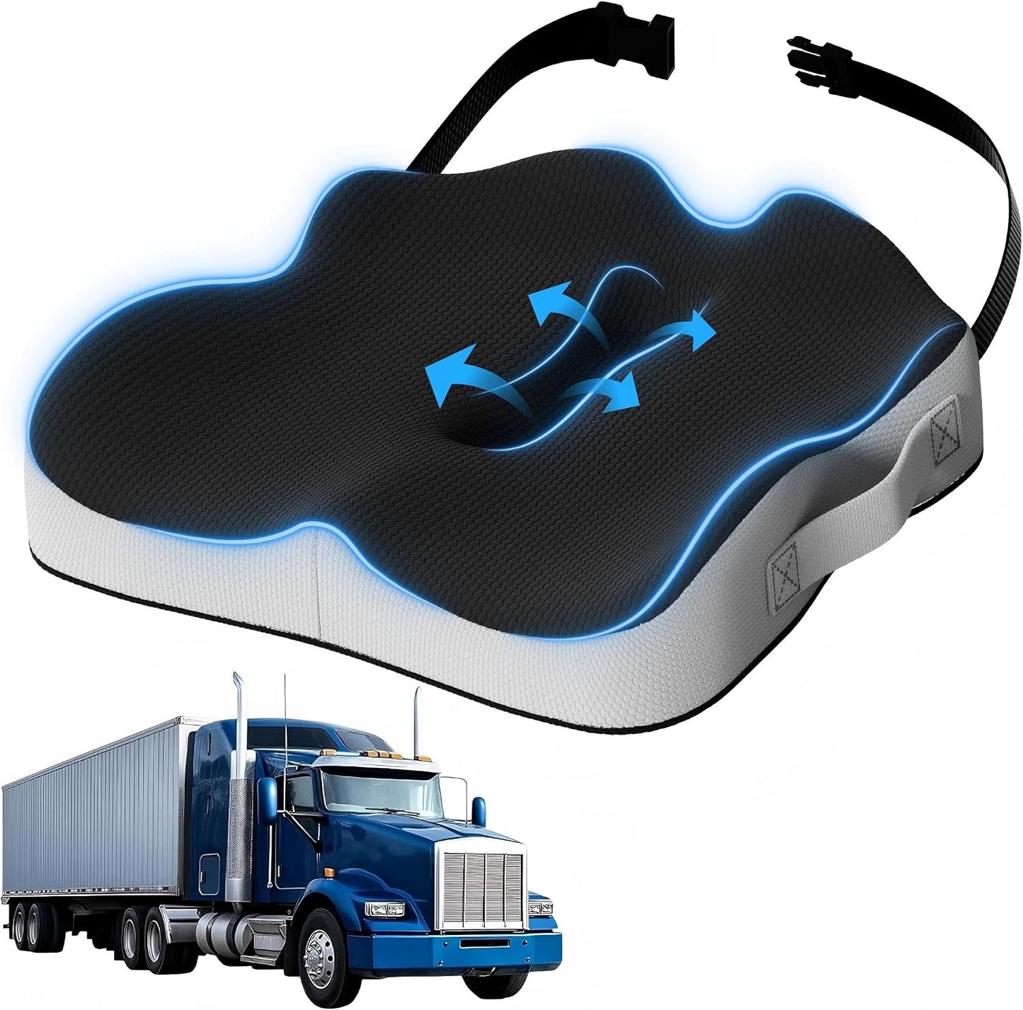 Seat Cushion for Truck Driver, Extra Large Memory Foam Car Seat Cushions for Long Driving - Orthopedic Sciatica & Tailbone Pain Relief, Comfort Support for Road Trip Essentials
