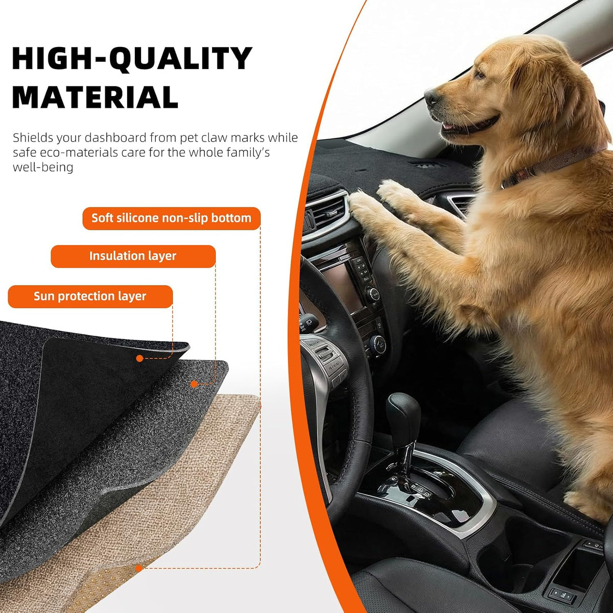 Dashboard Cover Dash Mat Fit for Ho-nda Civic 2021-2016 (Without HUD Models),Car Dash Board Mat Anti-Glare Carpet,Non-Slip Pad Sunshield Protector (Black)
