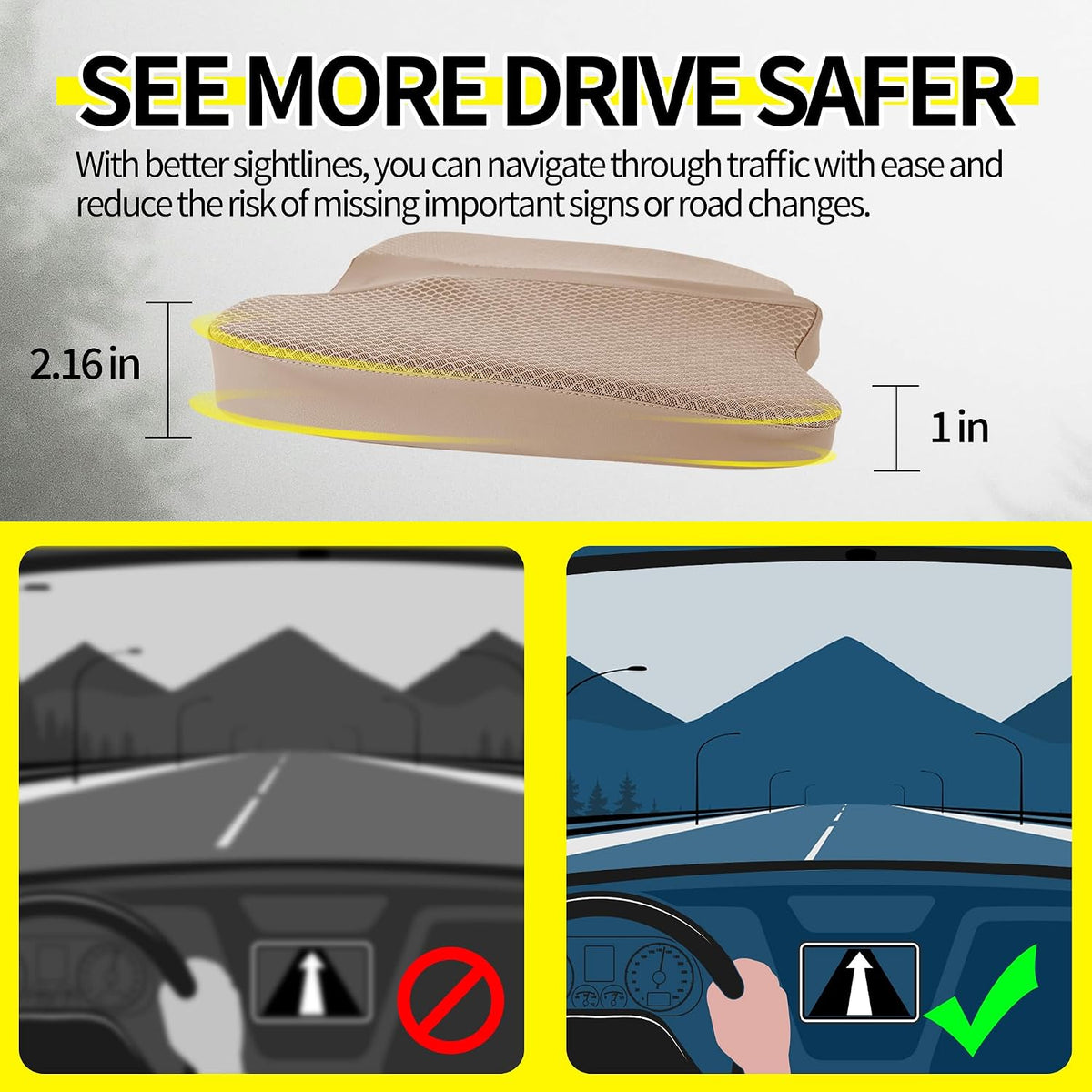 Car Seat Cushion, Comfort Memory Foam Seat Cushion for Driving