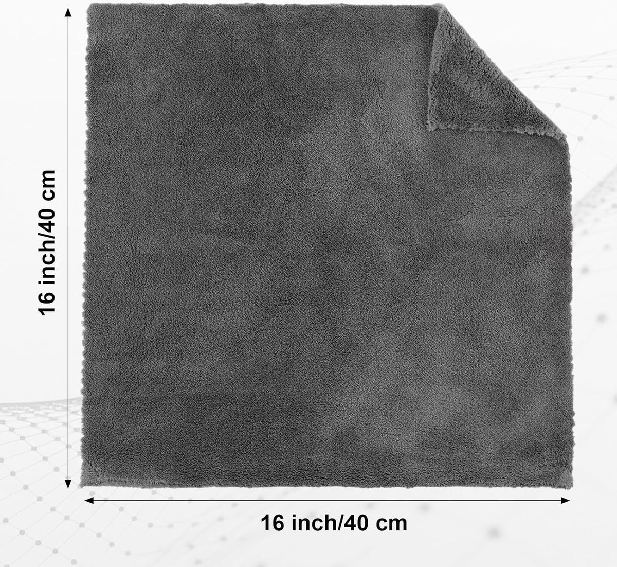 Shimeyao 20 Pcs 16 x 16 Inch Edgeless Microfiber Plush Towels for Cars Detailing Drying Wash Polishing Absorbent Cleaning Cloths, 500 GSM (Gray)