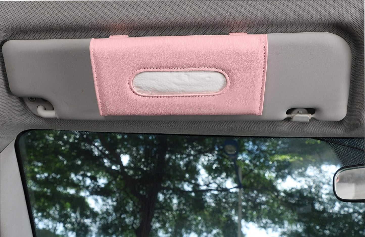 Tissue Dispenser for Cars, Car Visor Tissue Holder, Car Napkin Holder, Tissues Holder for Cars Visor with One Tissue Refill, Autos Pink