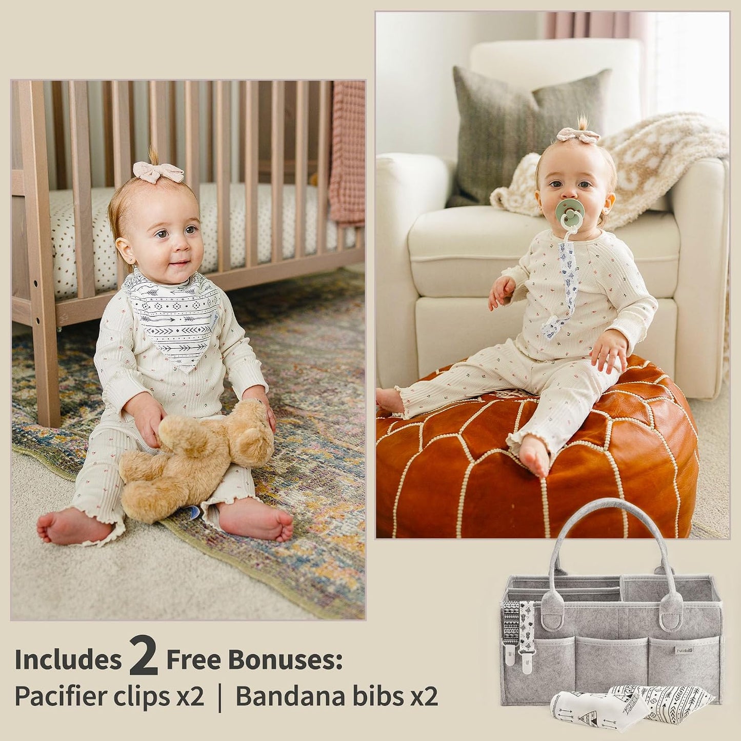 PUTSKA Baby Diaper Caddy Organizer Nursery Basket Set Baby Basket Gift Registry Baby Shower List Baby Must Haves Essentials Neutral Baby Stuff For Newborn