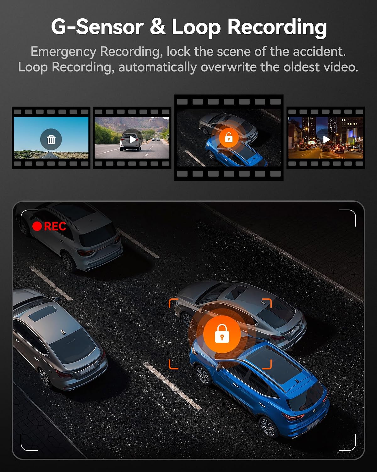 WOLFBOX i07 3 Channel Dash Cam Built-in WiFi GPS,1440P+1080P+1080P Dashcam