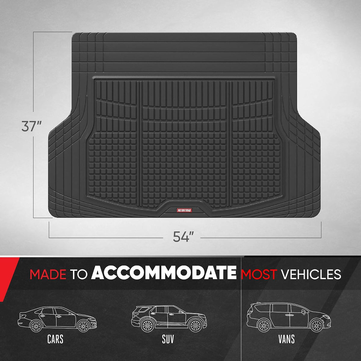 Motor Trend FlexTough LITE Rubber Car Mats Full Set with Cargo Liner - All Weather Floor Mats for Cars & SUVs - Automotive Waterproof Black Car Floor Mats for Cars Accessories Universal Trim-to-Fit
