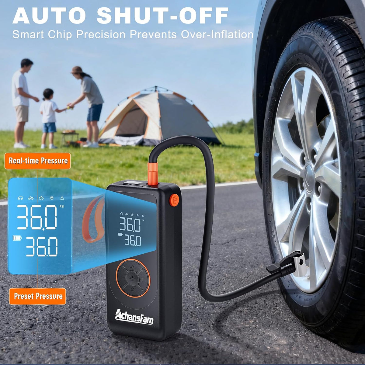 Portable Air Compressor, 48s Fast Inflation, Cordless with Dual Power Supply, 150 PSI Tire Pump with Digital Gauge, Long Runtime & Storage Case for Car, Truck, Bike, Ball
