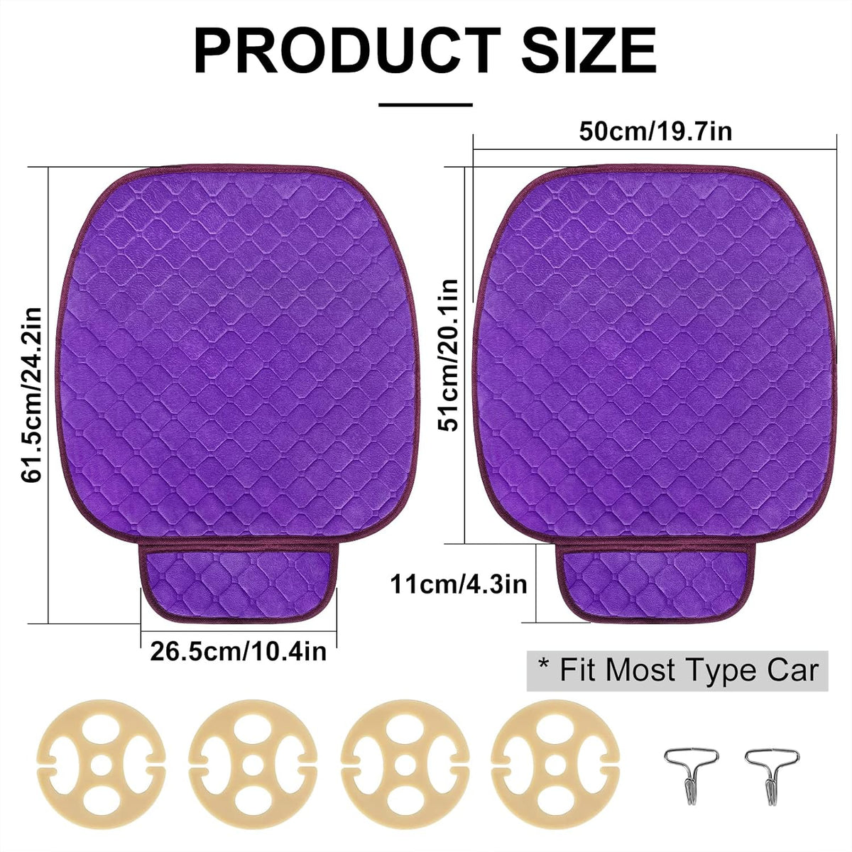surpassme Comfortable Car Seat Covers Universal Front Seat Coves for Car Accessories with Storage Pockets, Padded Car Interior Covers for Automotive, SUV, Truck, and Van