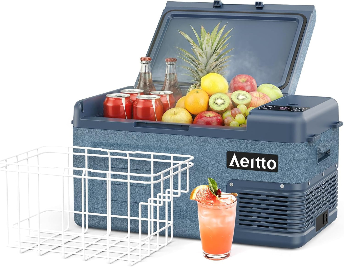 Aeitto 12 Volt Car Refrigerator 20Quart Car Fridge Freezer Electric Cooler Portable Cooler 12V Fridge RV Refrigerator -4℉-68℉ Temp Control 12/24V DC & 100-240V AC for Travel, Camping, RV, Road
