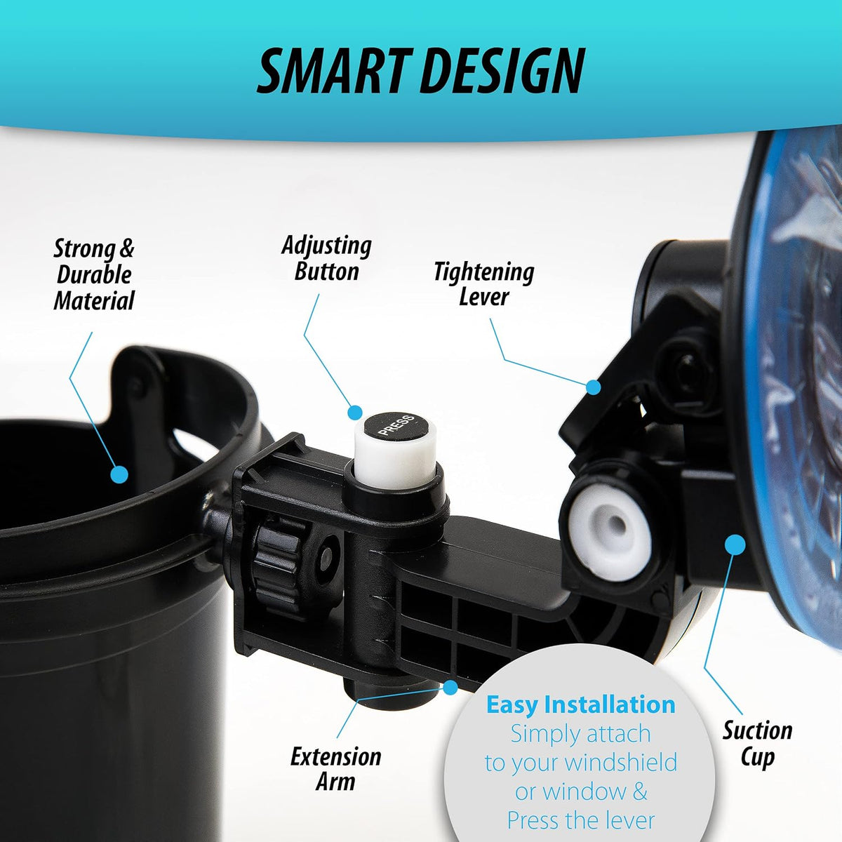 ZONETECH Recessed Folding Cup Drink Holder - Black Premium Quality Sturdy Vehicle Adjustable Beverage Organizer