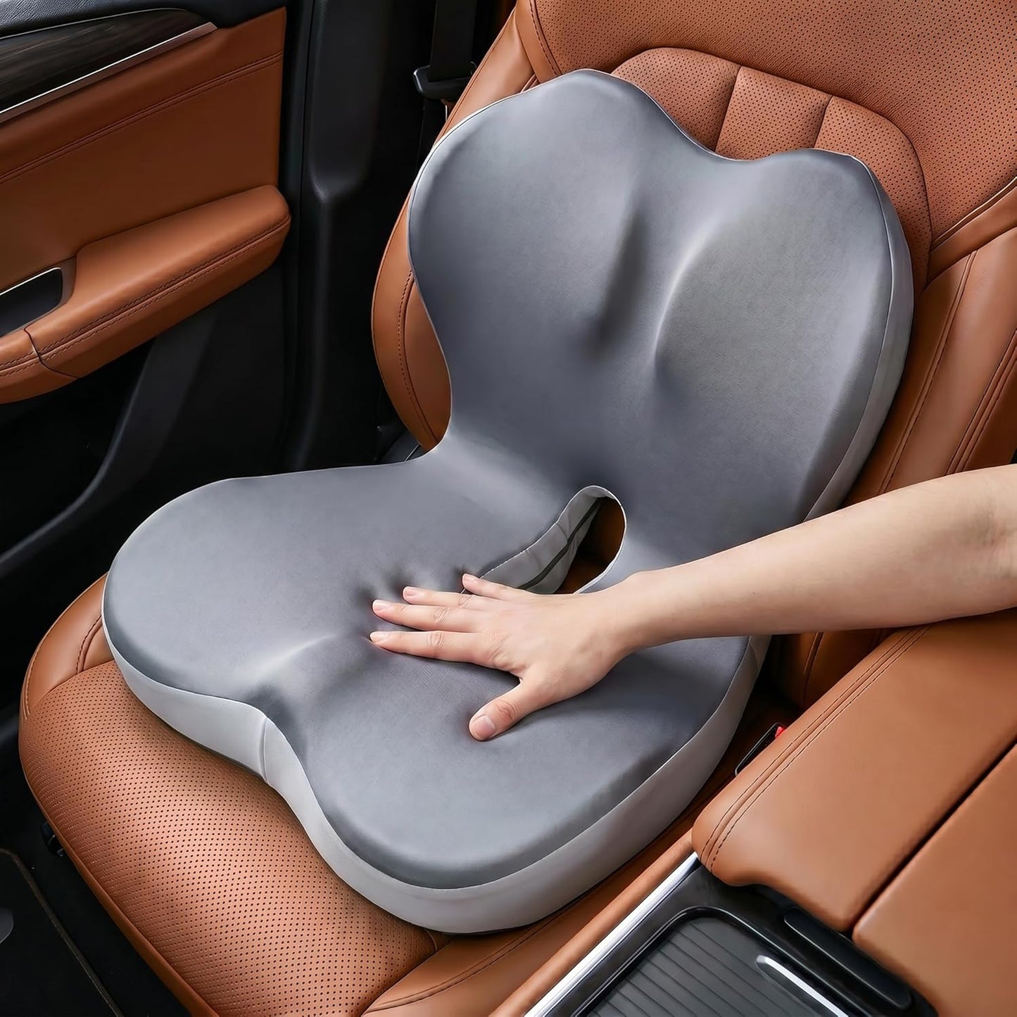 Driver Seat Cushion for Car, Ergonomic Memory Foam Car Seat Pad with Taller Lumbar Support, Back & Sciatica Pain Relief Car Cushion for Long Driving, Tailbone & Coccyx Support