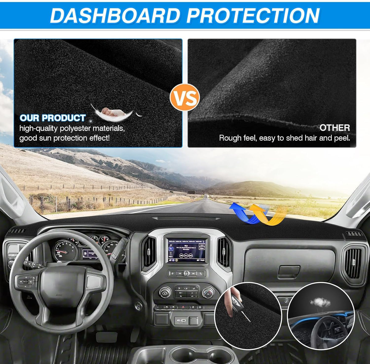 Cartist Dash Cover for 2019-2025 Chevy Silverado 1500 2500HD 3500HD