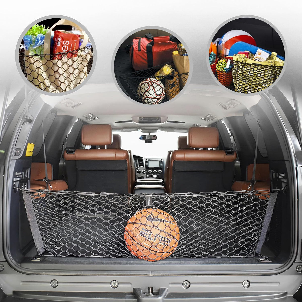 Envelope Style Automotive Elastic Trunk Mesh Cargo Net for Toyota Sequoia 2008-2026 - Premium Trunk Organizer and Storage - Luggage Net for SUV - Best Car Organizer for Toyota Sequoia