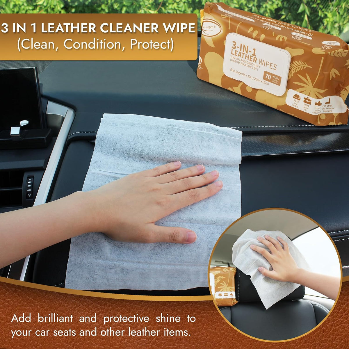 Air Jungles Car Interior Cleaning Wipes Set 210 Count, XL 8" x 10"