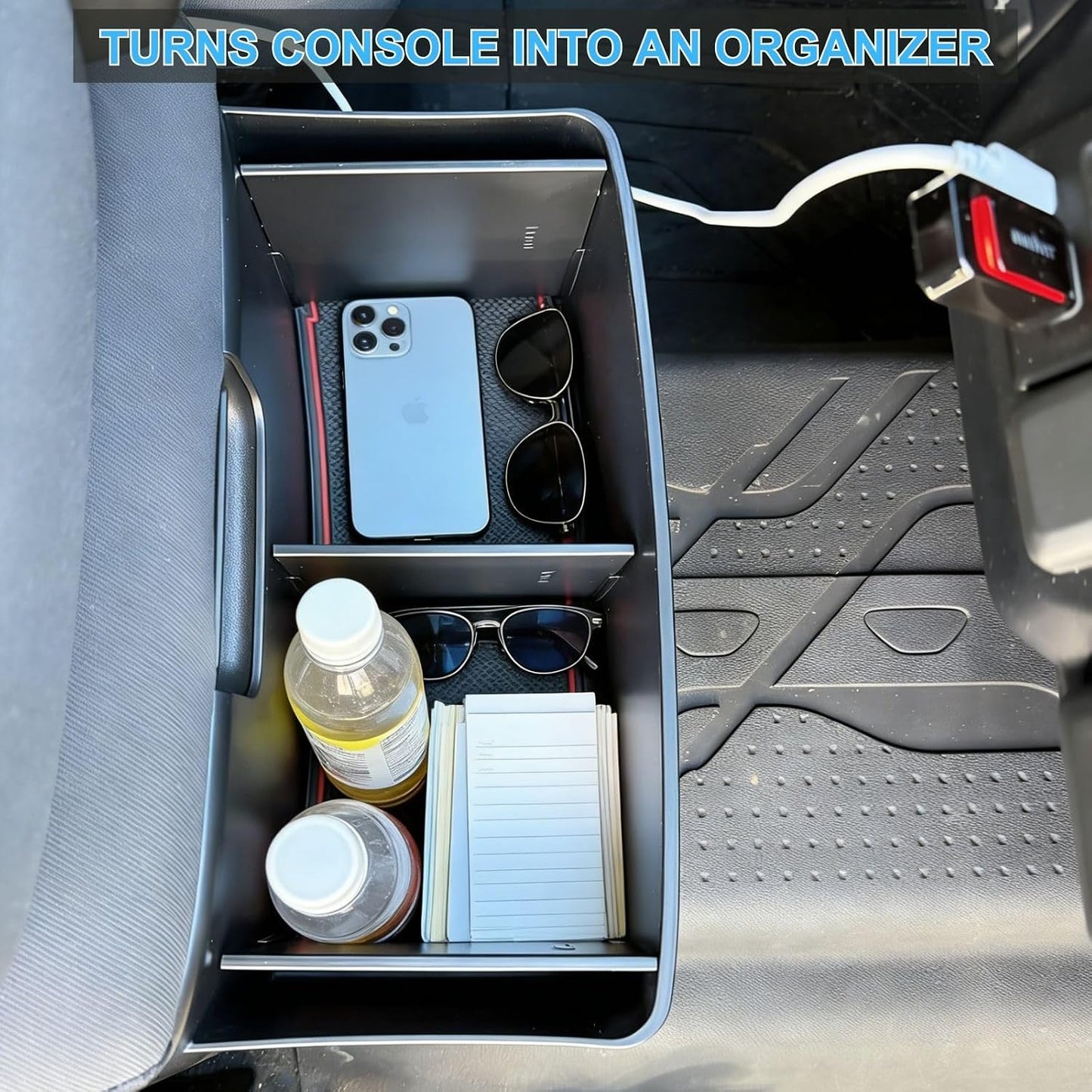 Center Console Organizer for 2019-2026 Chevy Silverado/GMC Sierra 1500 | Jump Seat Hanging Storage Box with Dividers, Expanding Storage Space Upgrade Floor Console for Truck - Interior Accessories