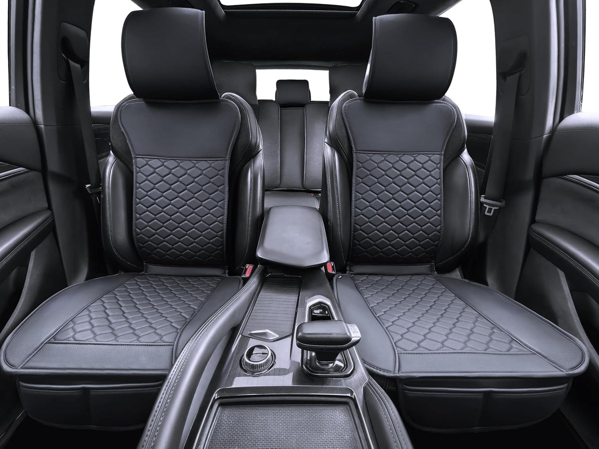 Elantrip Car Seat Cover Full Set Leather Waterproof Front Rear Black