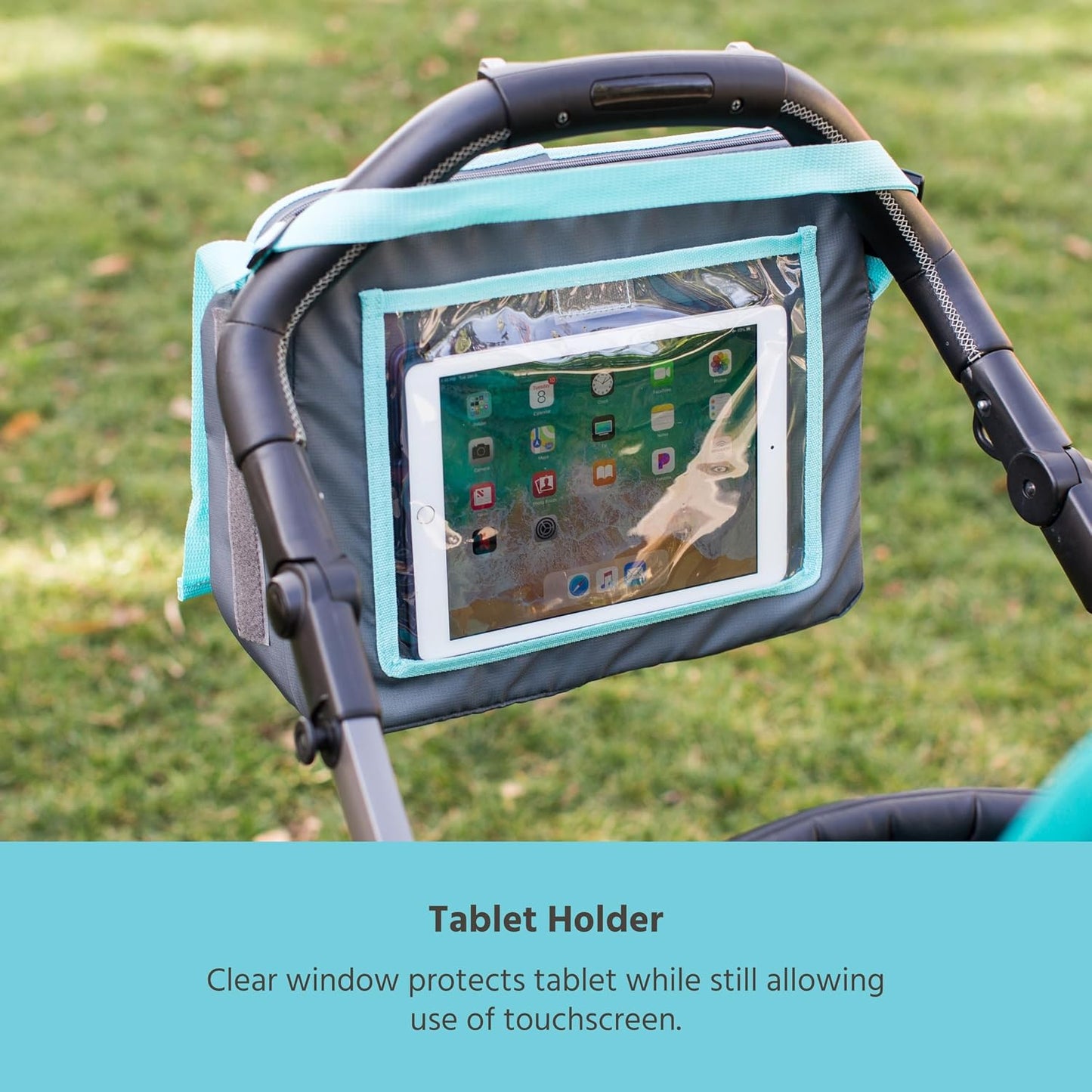J.L. Childress 3-IN-1 Kids Travel Tray & Tablet Holder - Car Seat Lap Tray Desk for Toddlers, Road Trip Essentials, Car Seat Activity Table, Travel Accessories - Grey/Teal