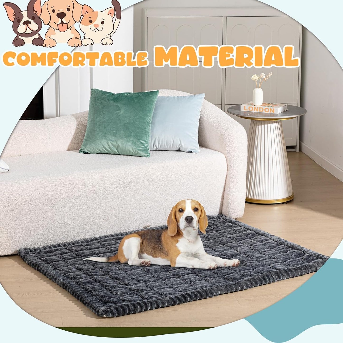 BBTO 53 x 40 Inches Non-Slip Bottom Pet Bed Mat for Car Trunk Large Size Dog Blanket for SUV Dog Backseat Cover with Anti Slip Sticker Travel Hair Resistant Backseat Extenders Cover(Dark Gray)