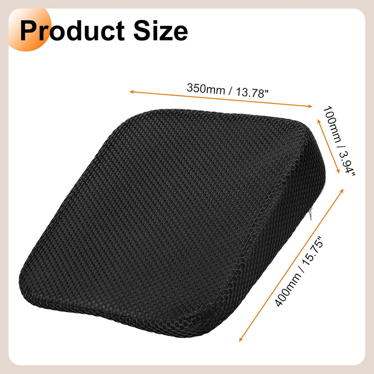 HARFINGTON Seat Cushion 3.94" Thick Comfort Memory Foam Office Chair Cushion with Non Slip Bottom for Car Seat Driver, Black