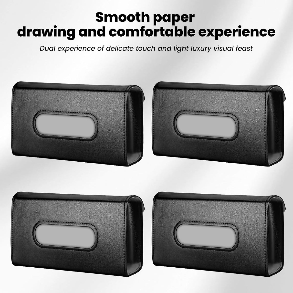 4 Pack Tissue Box Holder for Car - Sun Visor Napkin Holder Backseat Tissue Case Premium PU Leather Backseat Napkin Rectangle Organizer Vehicle Interior Accessories Universal for Car