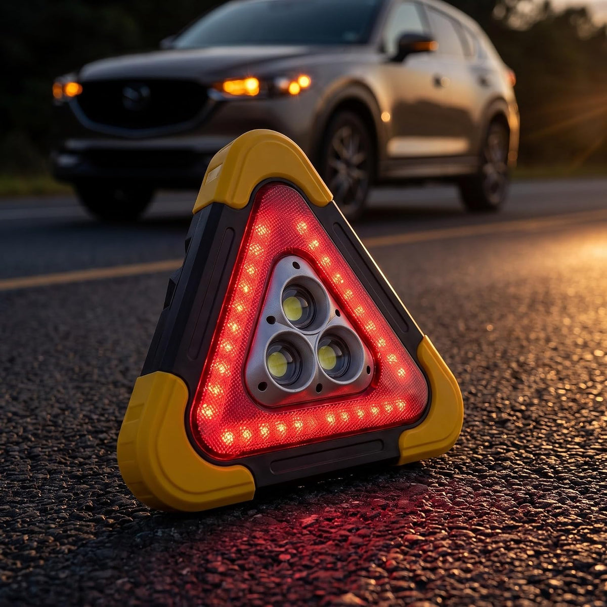 LED Road Safety Triangles, Warning Triangles Emergency Reflector High Visibility LED, Safety Hazard Light for Car Truck RV Vehicle Roadside