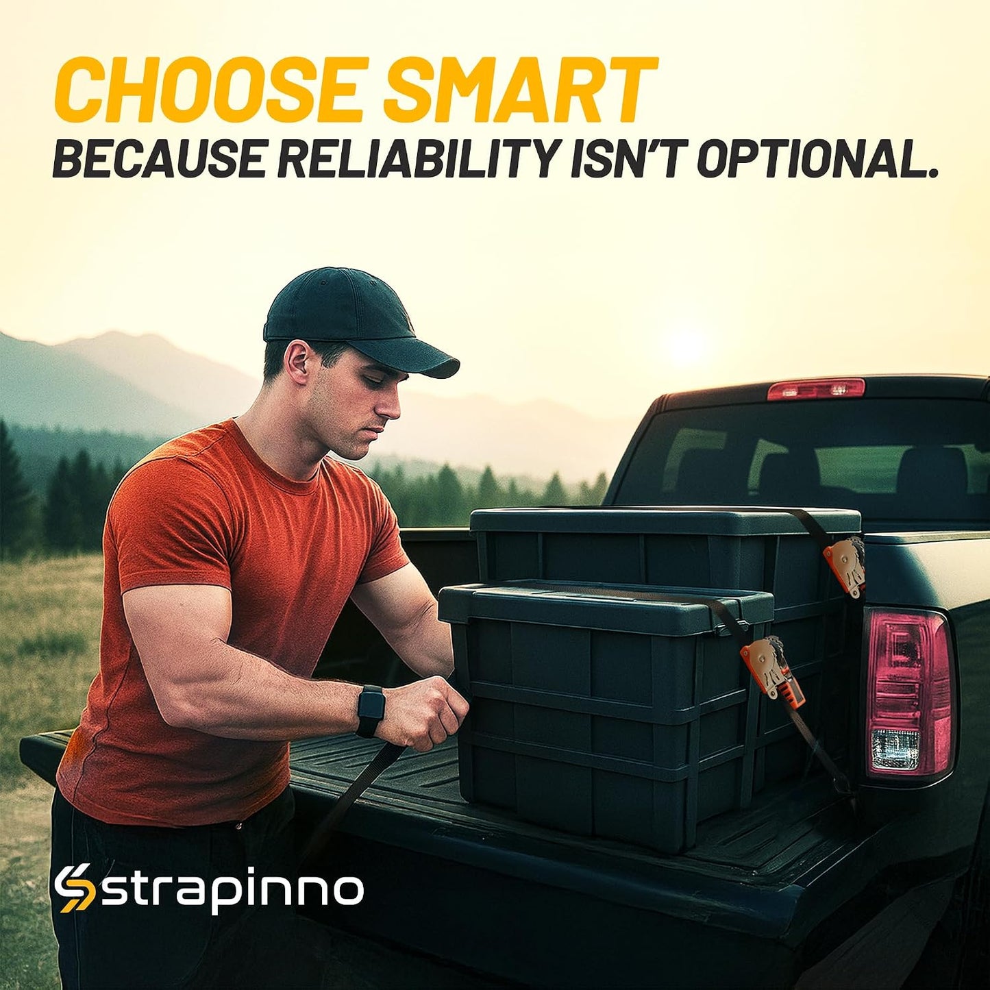 Strapinno Retractable Ratchet Straps (4-Pack), 1 in x 10 ft, 1,500LBS Break Strength, Most Durable Straps and Core, Auto Self Retracting Tie Downs for Truck, Moving, Motorcycle, Bike, Jetski, Kayak