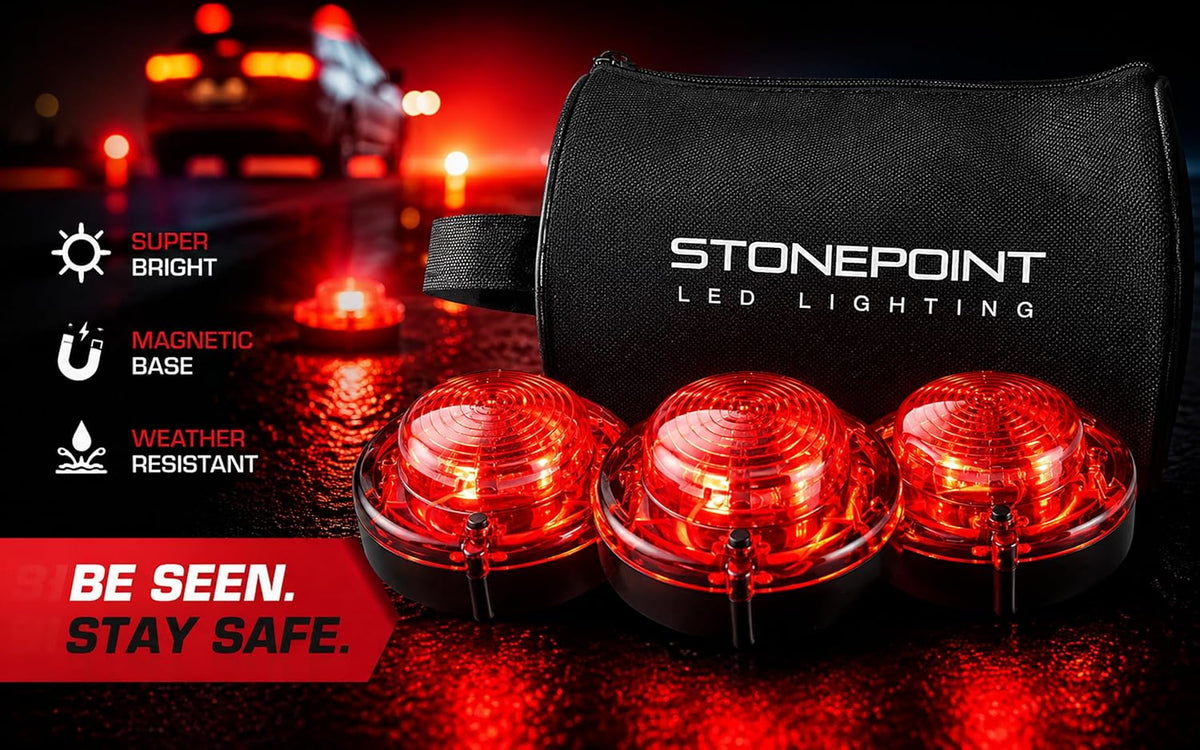 LED Emergency Road Flare Kit Set of 3
