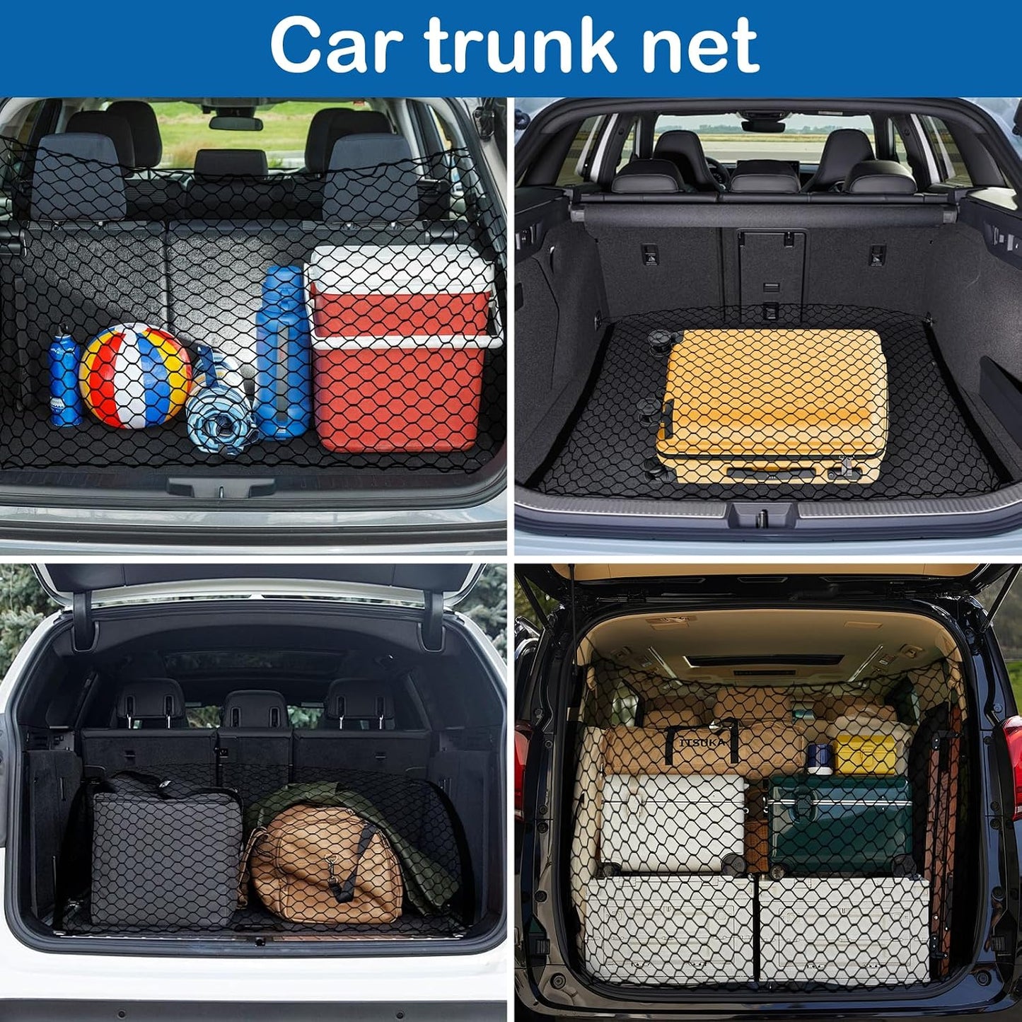 Dog Car Barrier Net Pet Car Divider Back Seat Barrier Net for Trucks, SUV, Full Sized Sedans Pet Restraint Car Backseat Divider Vehicle Gate Cargo Area Travel Trunk Mesh Net Screen Barricade