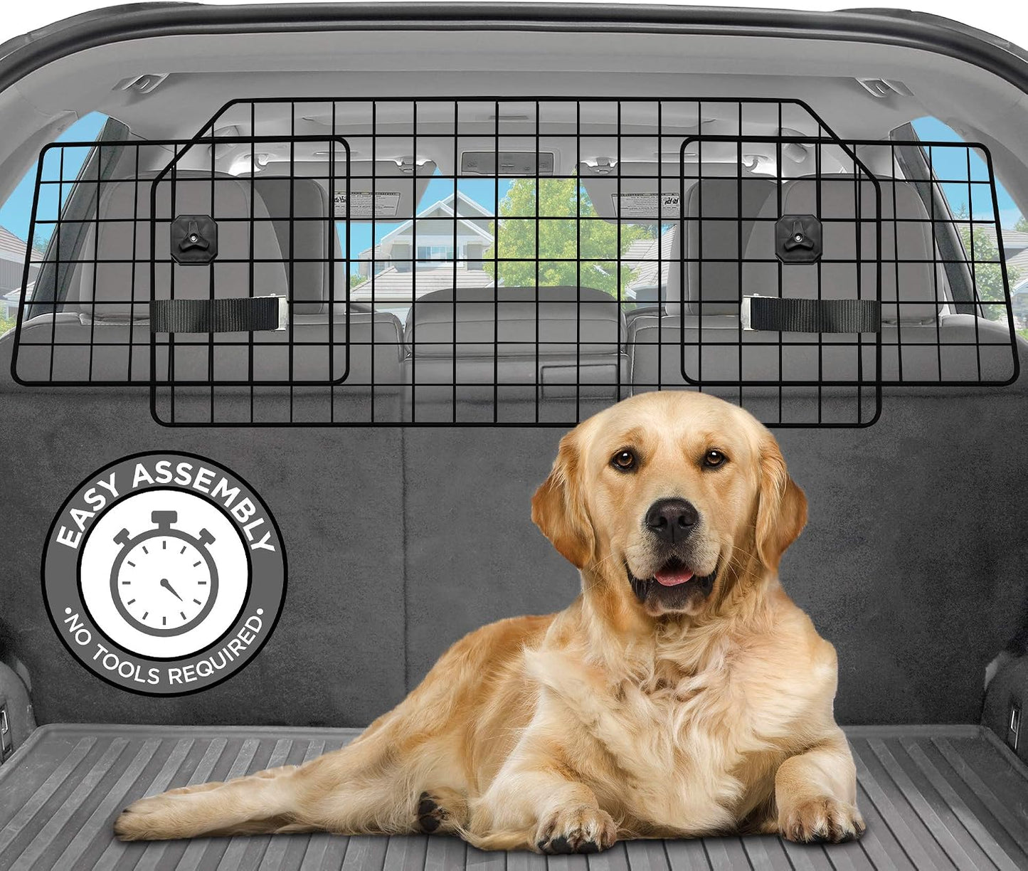 Pawple Dog Car Barrier for SUV's, Cars, Vehicles, &amp; Trucks, Adjustable Large Pet Divider, Heavy-Duty Wire Mesh- Universal Fit