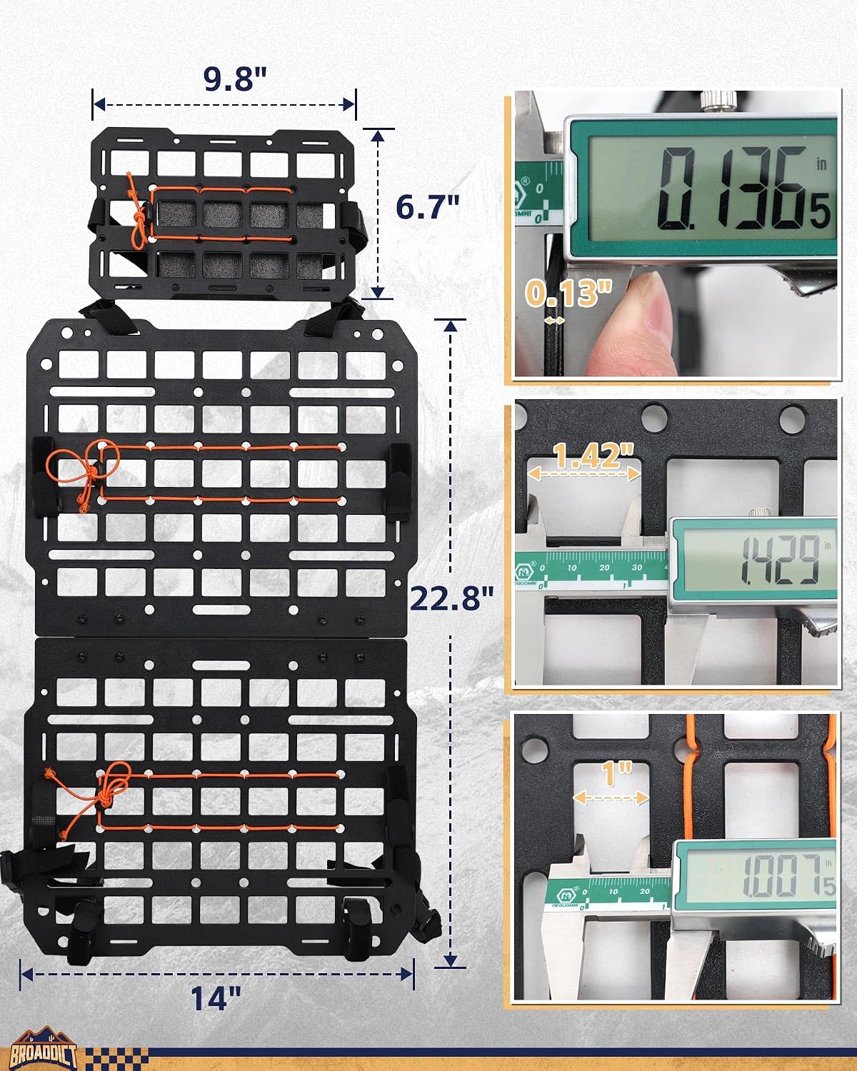 Rigid Molle Panels fit for Vehicles + Headrest Molle Panel Modular Storage Display for Tactical Gears Accessories