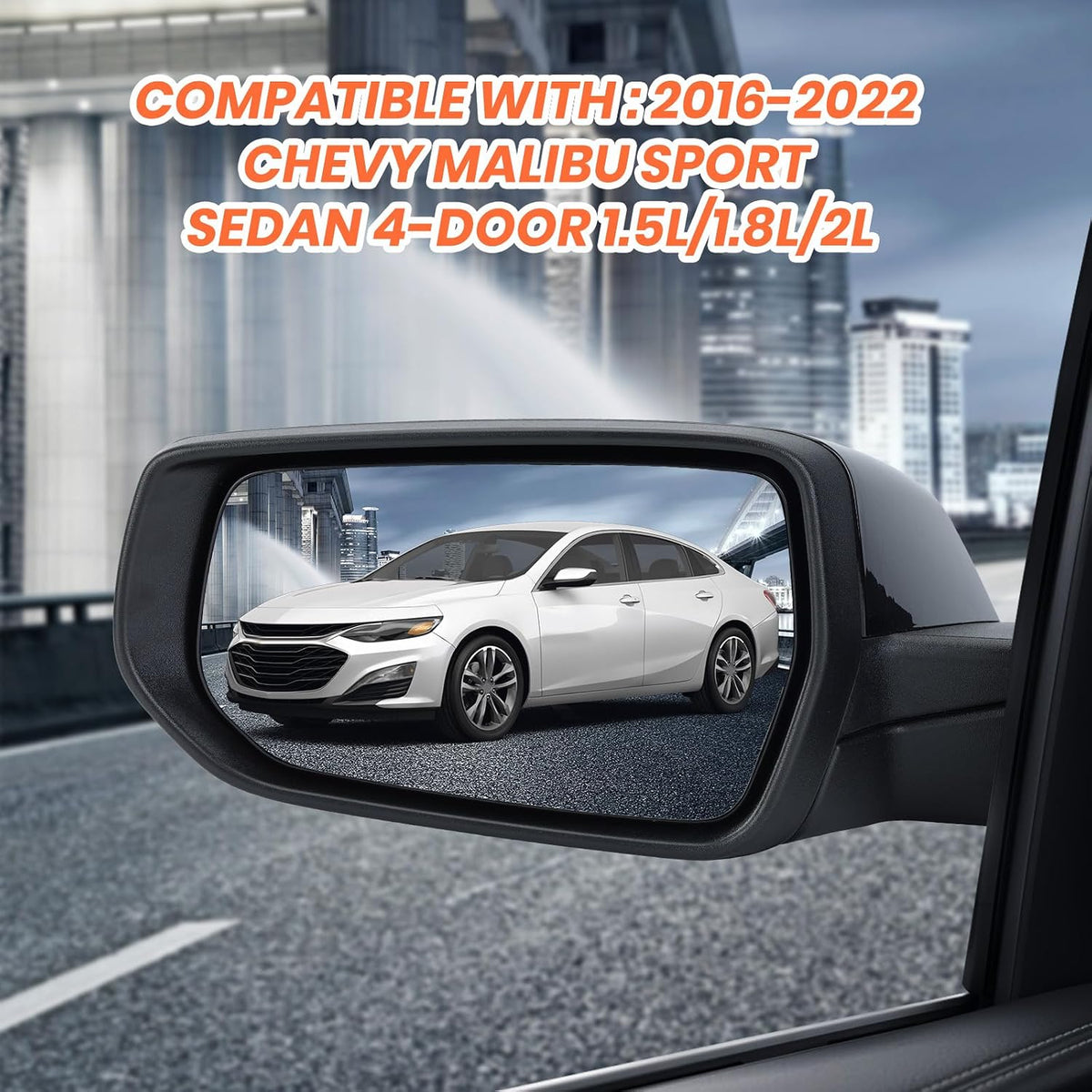 Driver Side Mirror Compatible with Chevy Malibu 2016-2022 Gloss Black 3Pins