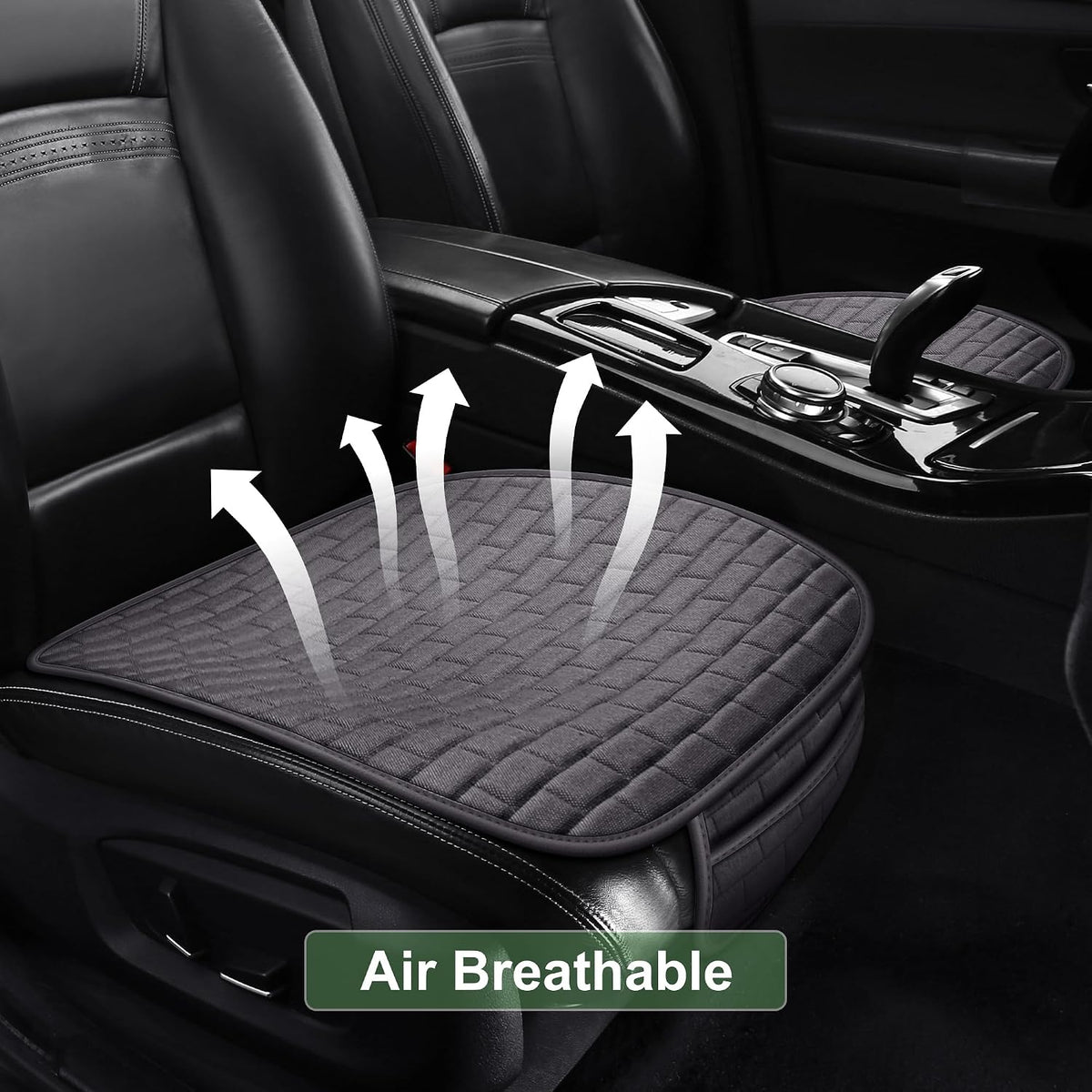 VarCozy Linen Car Seat Covers, Bottom Breathable Seat Covers for Cars for All Seasons with Non-Slip Protector, Universal Seat Covers for Cars, SUVs, Trucks