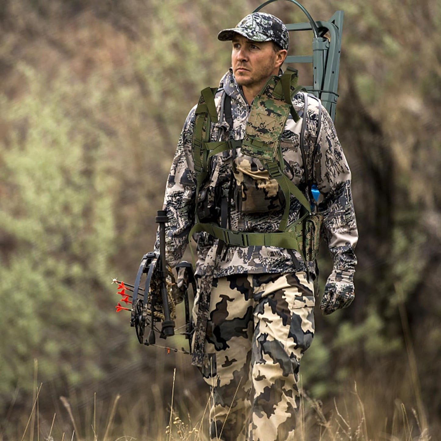 Tree Stand Harness- Ergonomic Camouflage Hunter Safety Harness- Tree Stand Backpack Carry Straps- Universal Tree Stand Transport System for Most Tree Stands (Tree Stand Not Included)