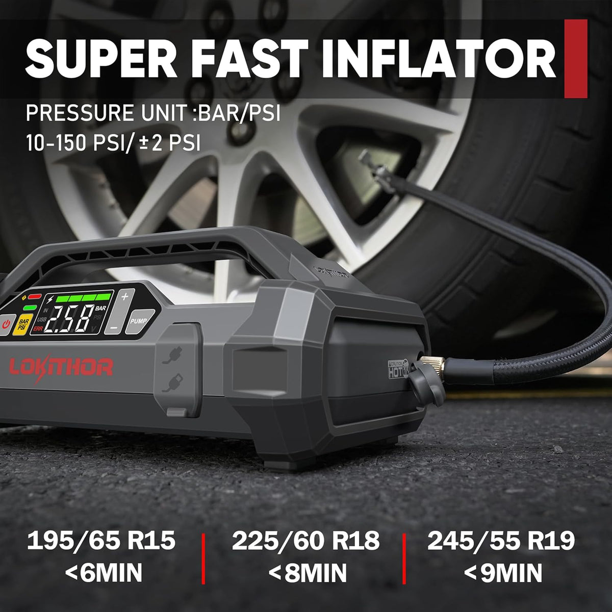 LOKITHOR JA400 Jump Starter with Air Compressor(7.5L Gas & 5.5L Diesel)