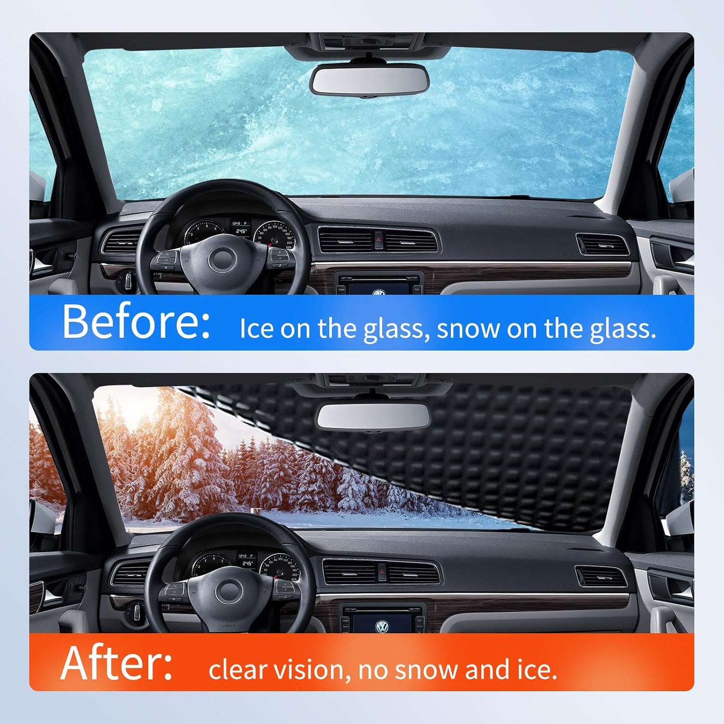 Winter Windshield Covers for Ice and Snow&Winter Car Essentials, Car Anti-Snow Cover, Snow Windshield Cover Automotive Exterior Accessories，Free Car Snow Shovel, Towel, and Gloves.