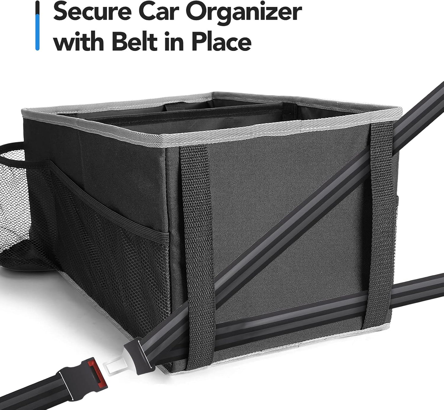 Car Seat Organizer - Backseat Car Organizer with Cup Holders, Car Storage Organization for Front Back Passenger Seat, Road Trip Essentials Kids for Travel Car Accessories, Black