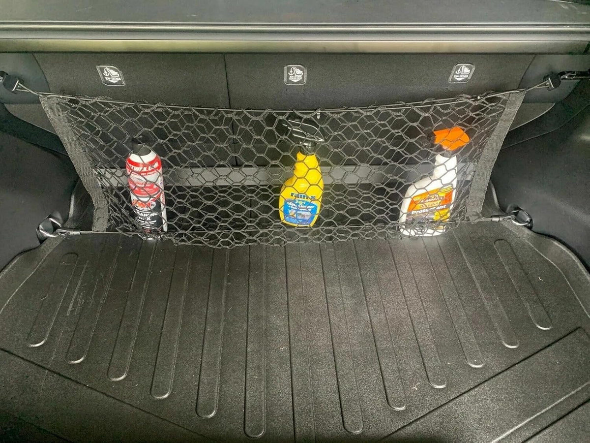 Rear Trunk Seats Organizer Cargo Net for Toyota RAV4 2019–2025 — Envelope Style Cargo Net for SUV — Premium Mesh Elastic Car Trunk Organizer Vehicle Carrier Storage — Compatible with RAV4