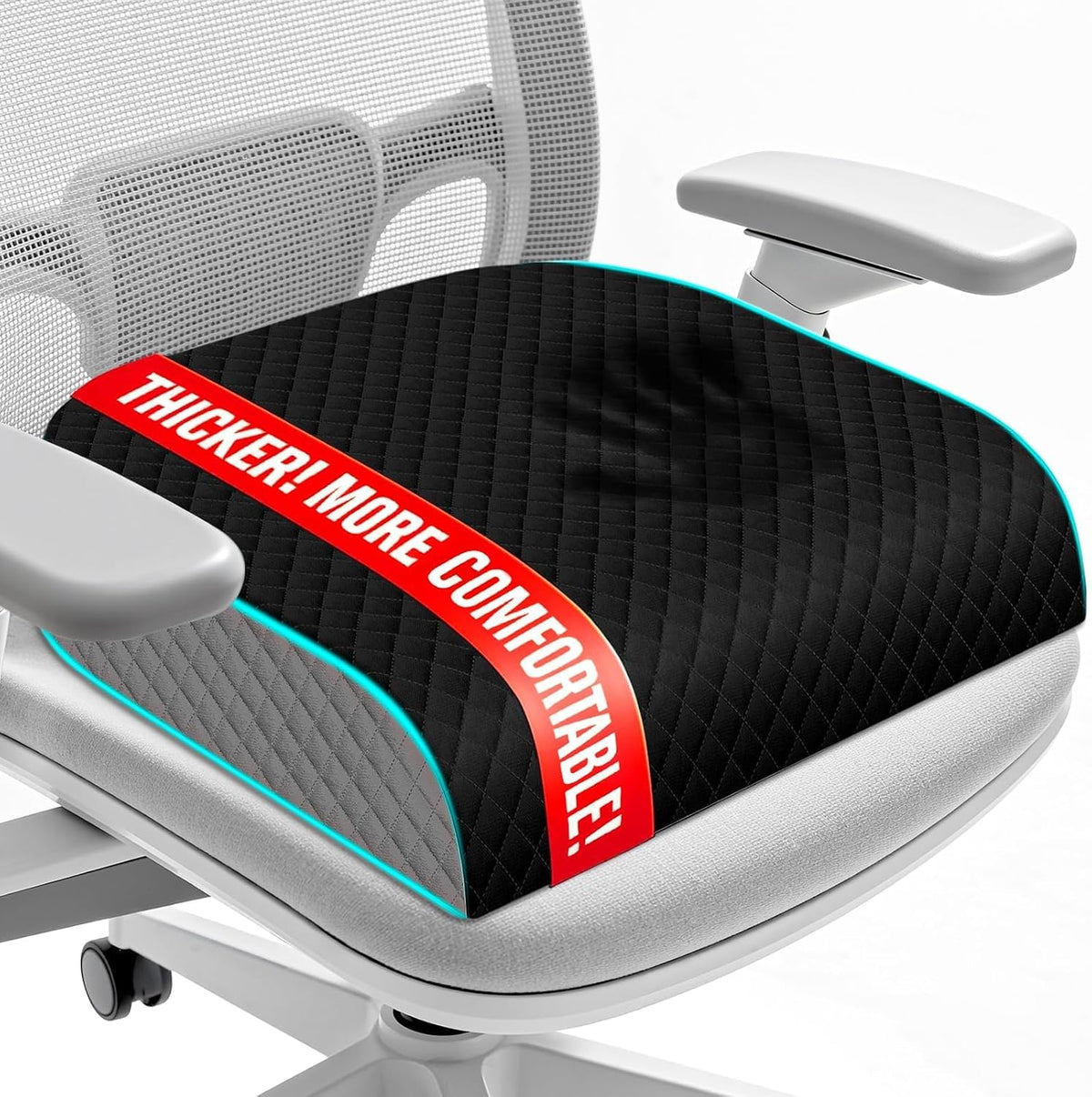 Seat Cushion, Office Chair Cushion, Chair Pad, Large, Black, Large