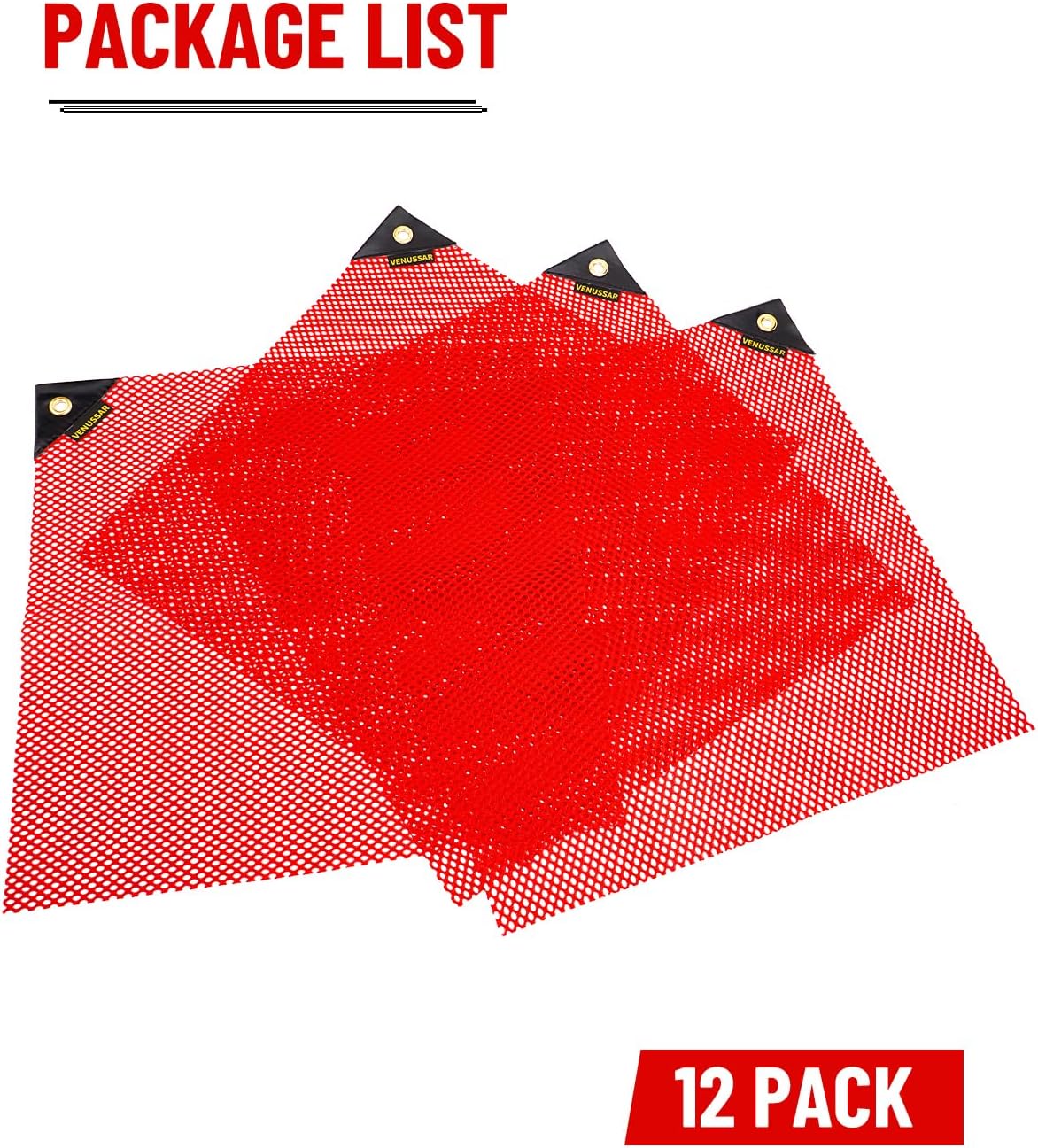 Safety Flags 18 x 18 Inch, 12 Pack Red Single Corner Grommet Warning Flag