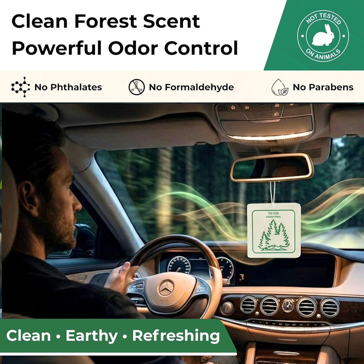 Cedar Trail - Long Lasting Car Air Freshener Deodorizer Hanging Type Gel Based Scent Diffuser - Pack Of 3 - Aromatizante Ambientador Olores Para Carro - Smell Good Freshner Refresher Fragrance