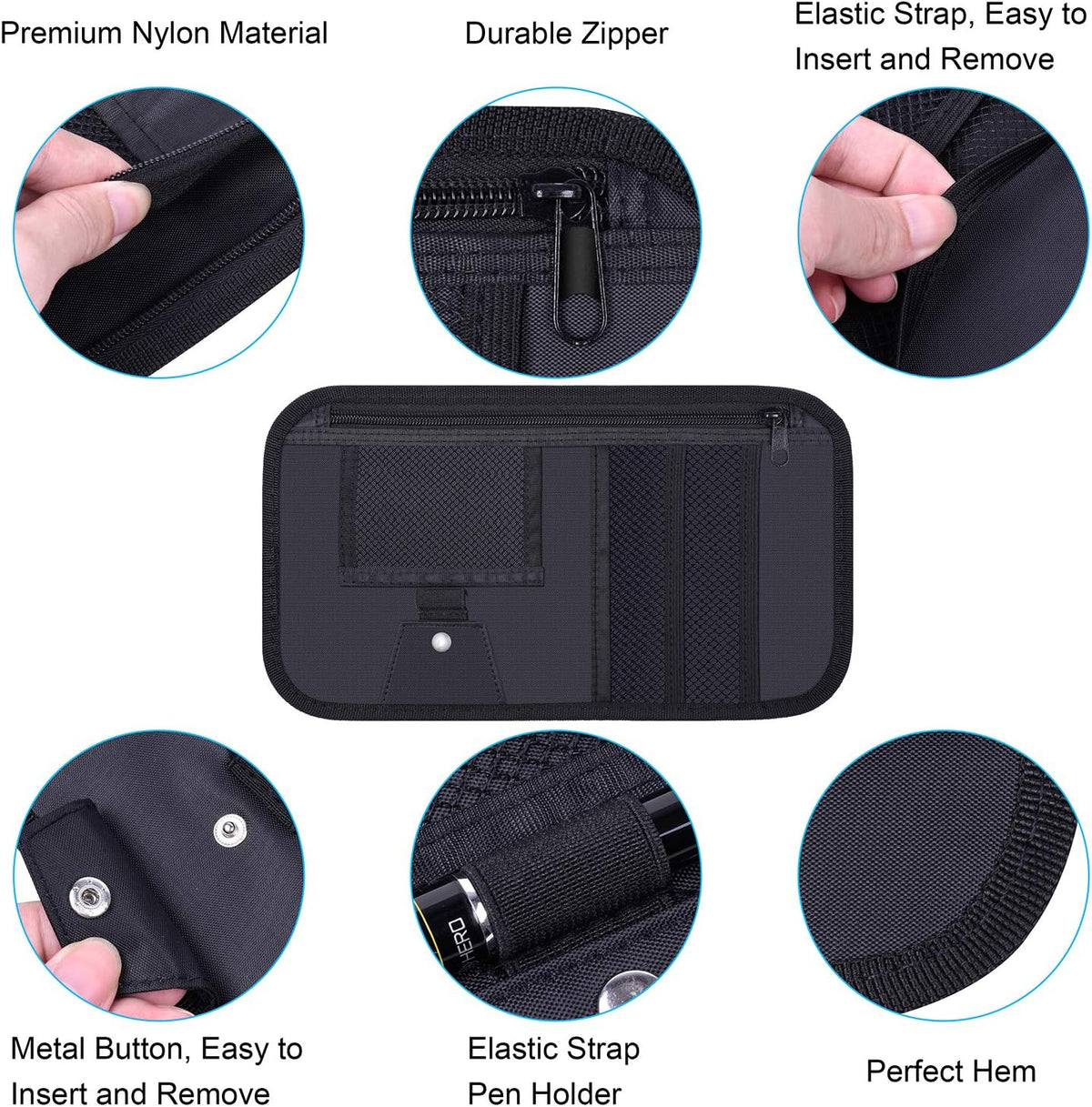 Wisdompro Car Sun Visor Organizer, Registration and Insurance Holder, Black