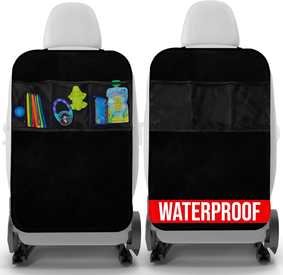 Todays Kids 2 Pack Kick Mats Back Seat Protector - Backseat Car Organizer for Kids, Car Storage Organizer, Back Seat Cars Organizers, Cars Organizers Backs Seats, Travel Accessories, 3 Pockets